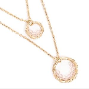 Layered Beaded Pendant Charm Necklace Gold